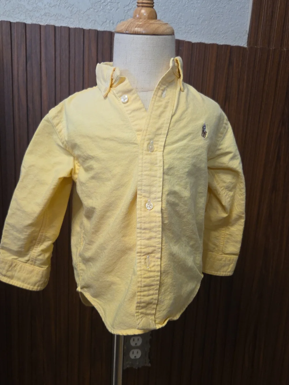 Ralph Lauren Pale Yellow Cotton Button-Down Shirt for Kids